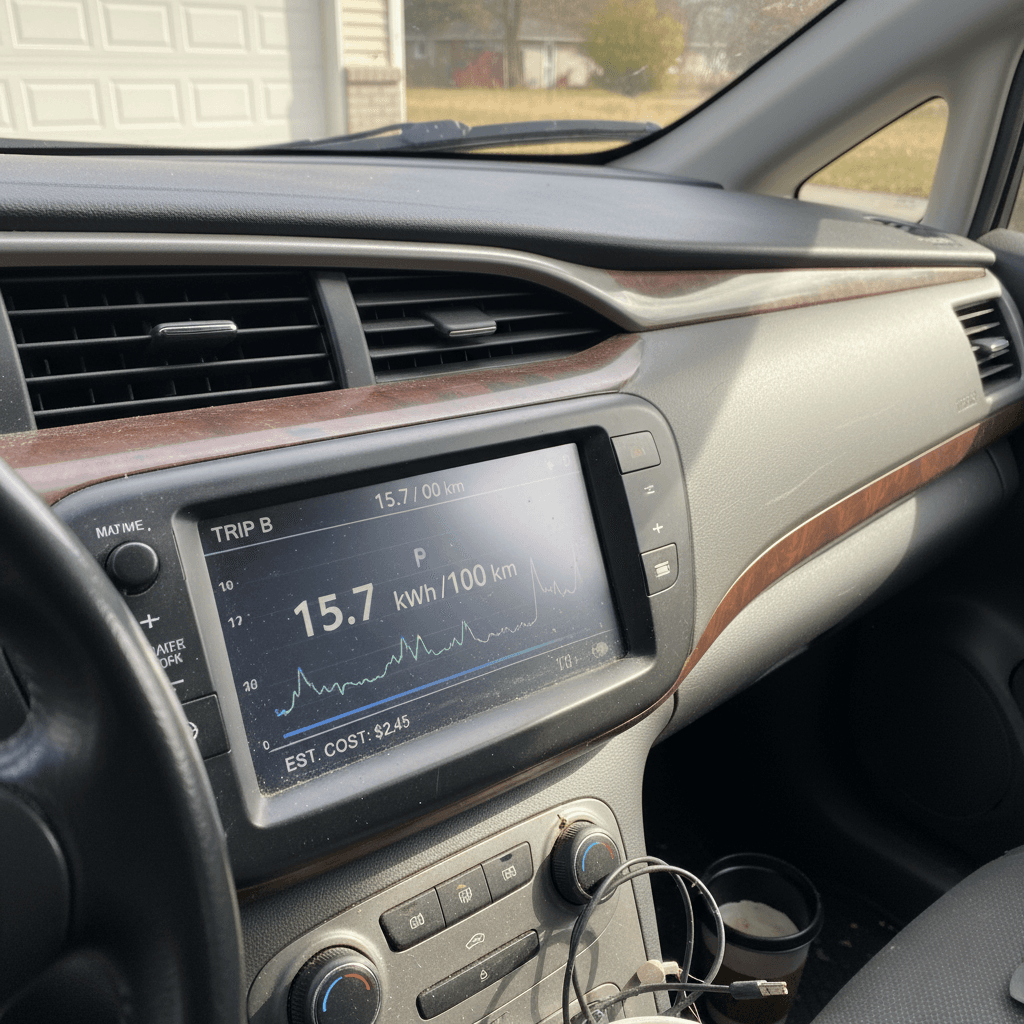 Technician inspecting the battery pack underneath an electric vehicle on a lift