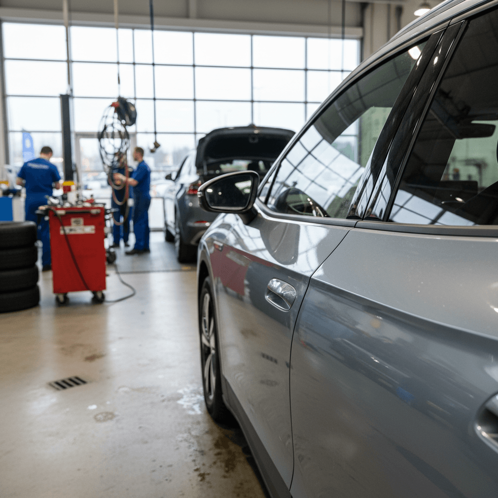 Close-up of a Volkswagen ID.4 front door handle, illustrating the component involved in the major recall.
