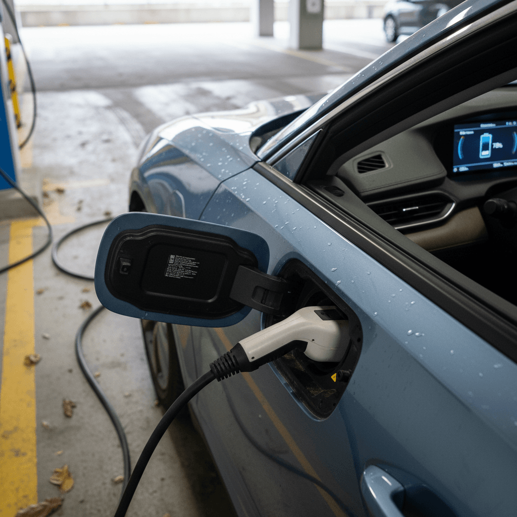 Acura ZDX charging with digital display showing state of charge and estimated range