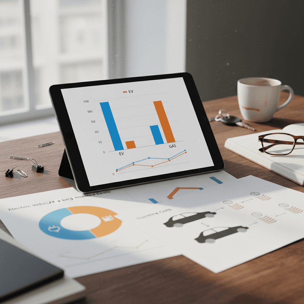 Comparison chart showing average insurance costs for an electric car versus a gas car