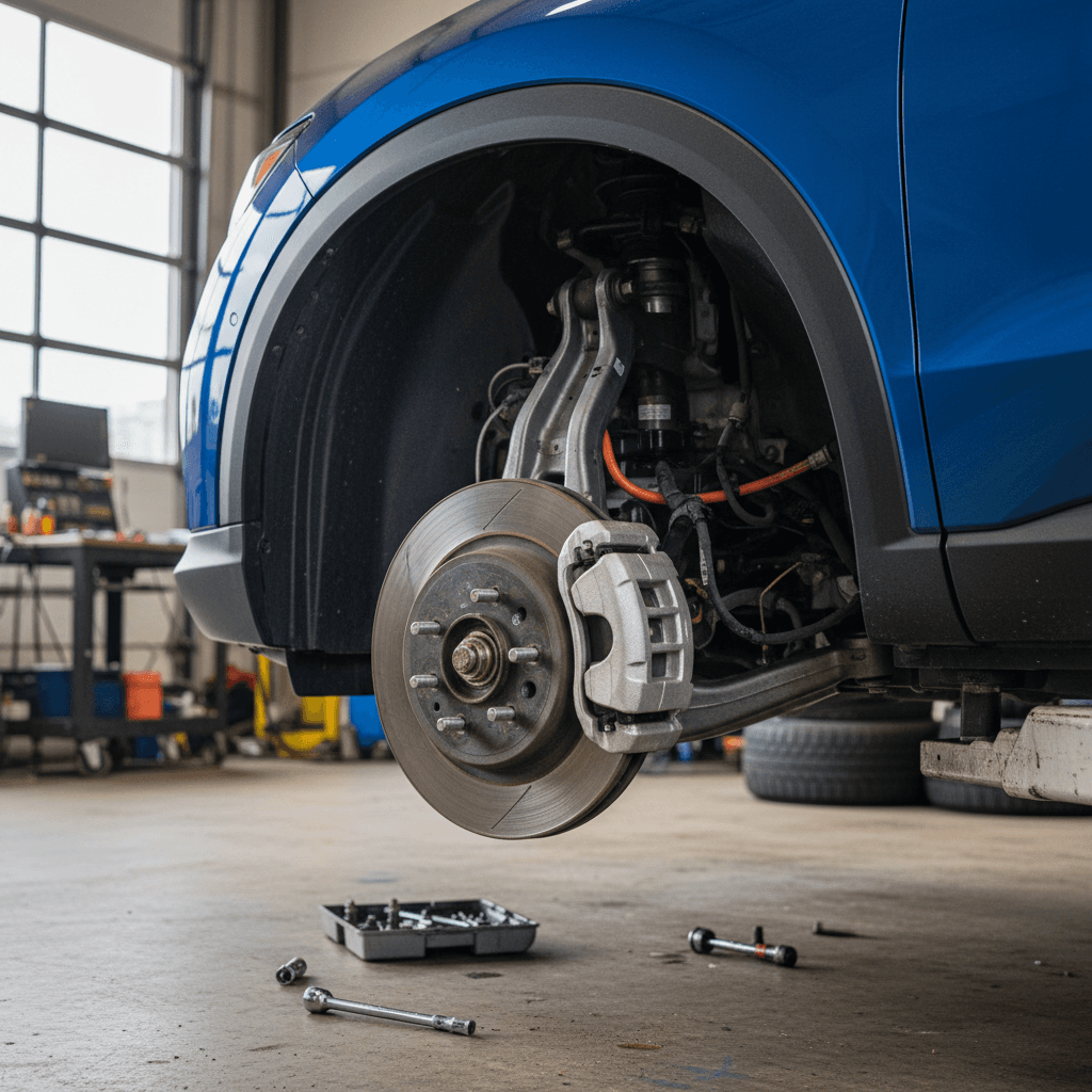 Hyundai IONIQ 5 charging port close-up while plugged into a Level 2 home wallbox
