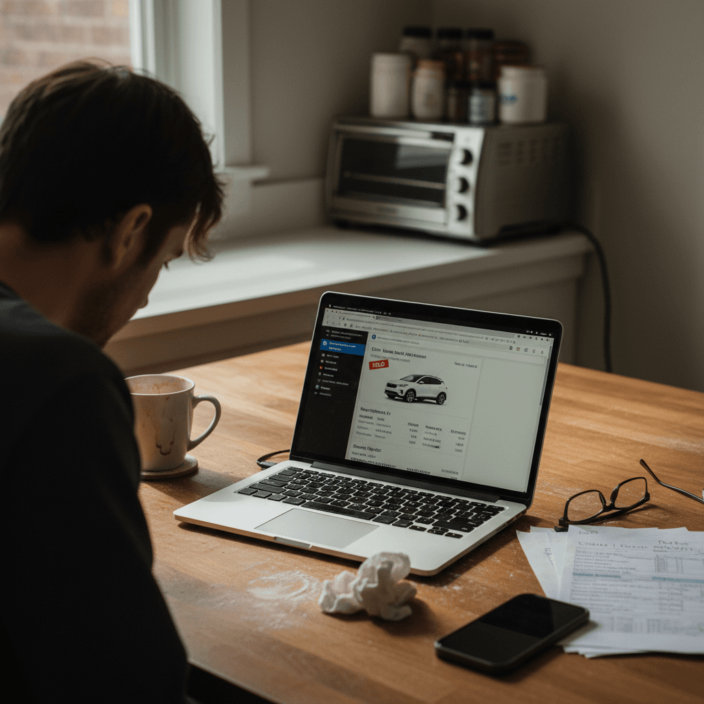 Maryland EV owner reviewing a detailed battery health report for their used electric car on a laptop