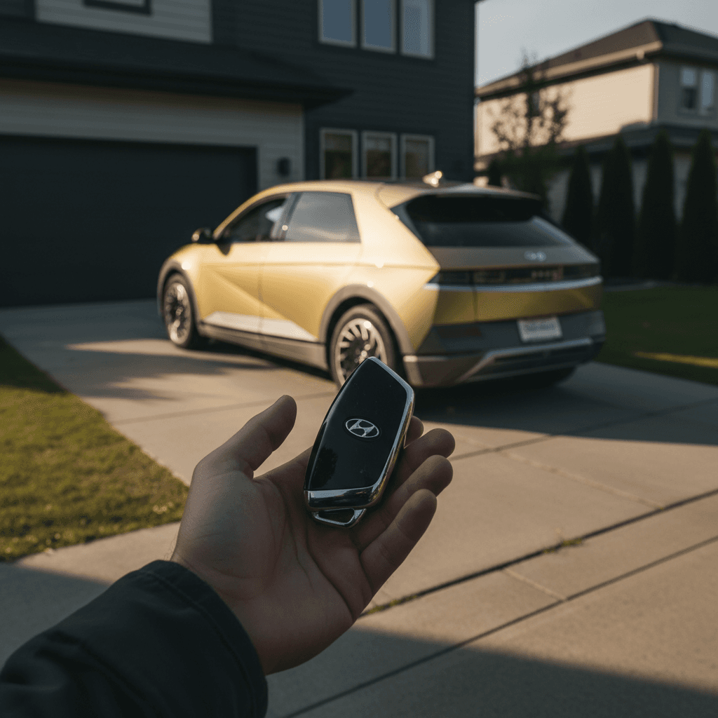 Seller reviewing a battery health report before listing their 2023 Hyundai IONIQ 5 for sale