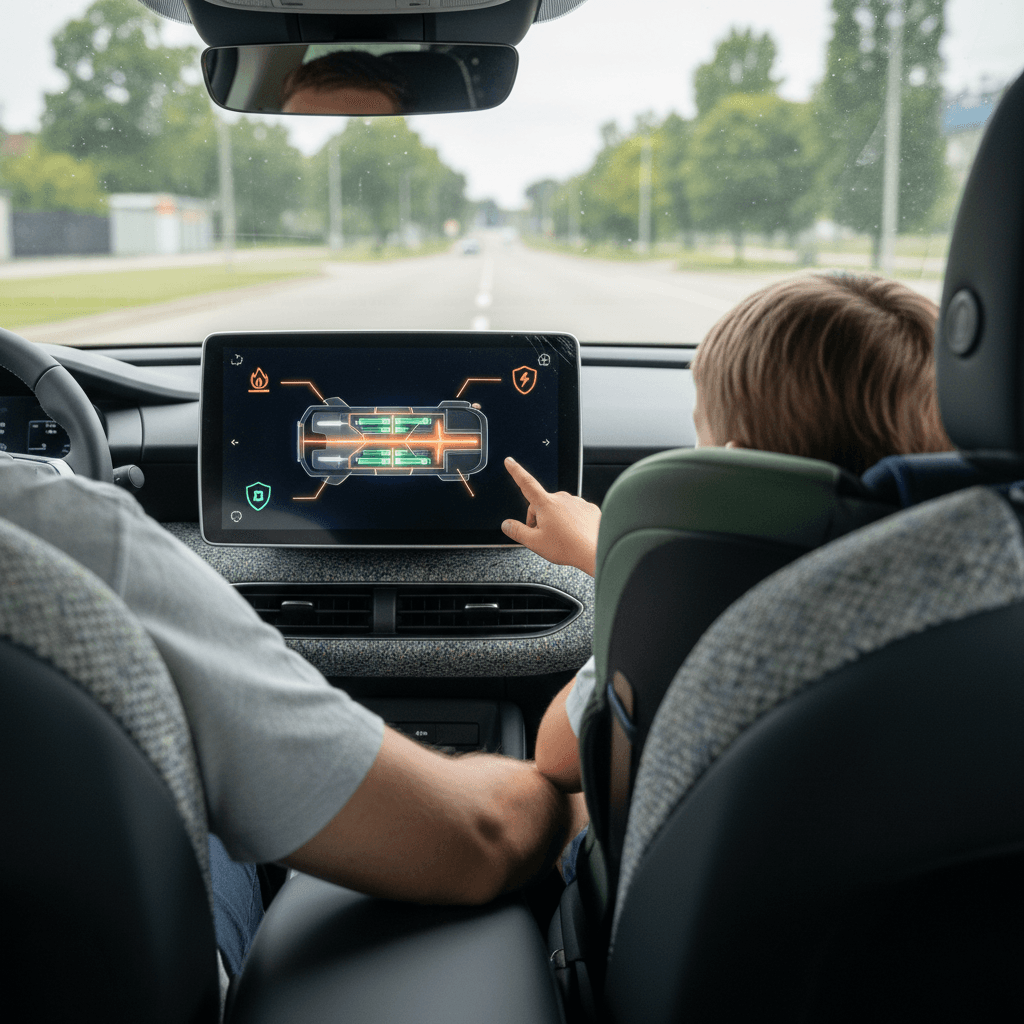 Tesla Cybertruck undergoing a frontal crash test with deployed airbags