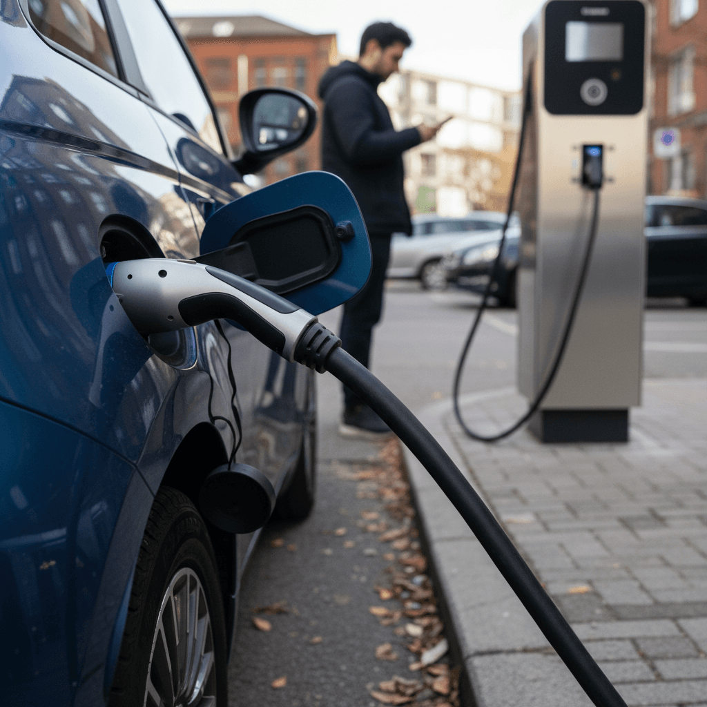 Fiat 500e dashboard cluster showing state of charge and estimated electric range