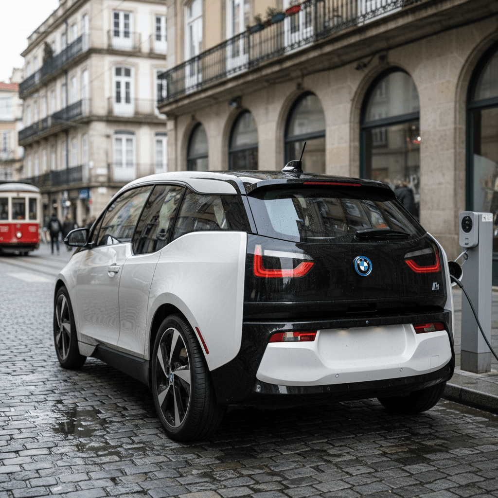 Original BMW i3 electric hatchback parked at a charging station