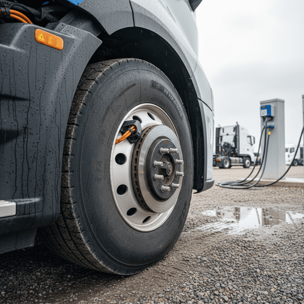 Ford F-150 Lightning full electric truck towing a camping trailer on the highway