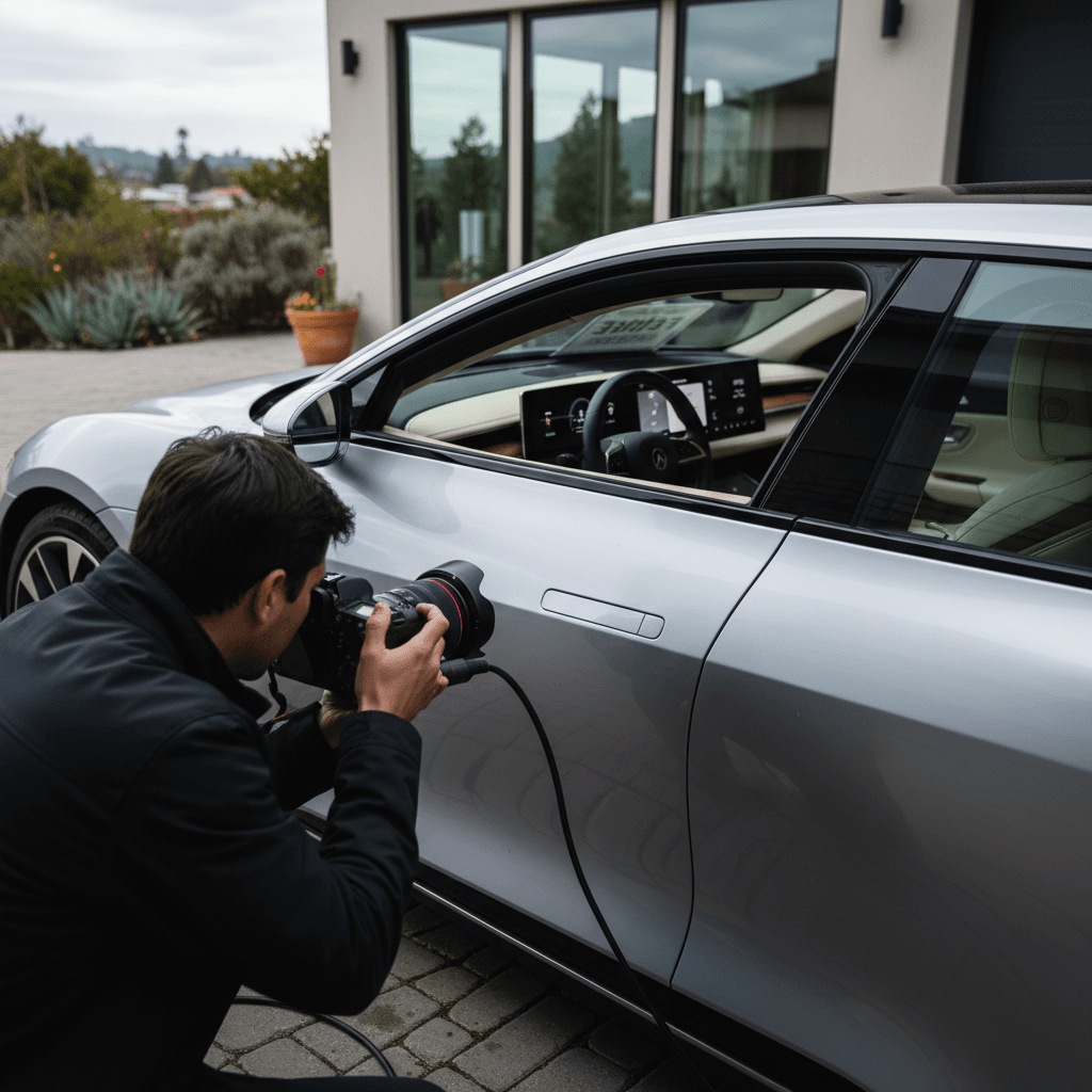 Volkswagen ID.4 charging with cables neatly stored and interior screen visible