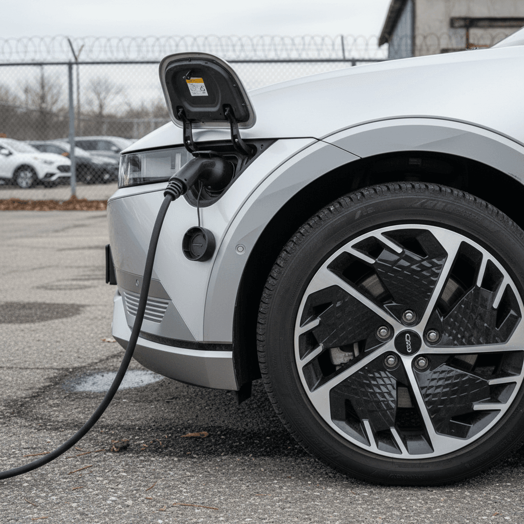 Used Hyundai Ioniq 5 plugged in at a charging station, highlighting the importance of battery health when selling