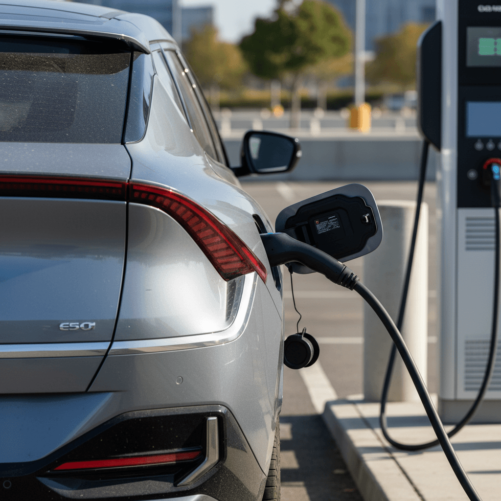 Kia EV6 charging port with dashboard warning lights illuminated, hinting at battery or electrical issues