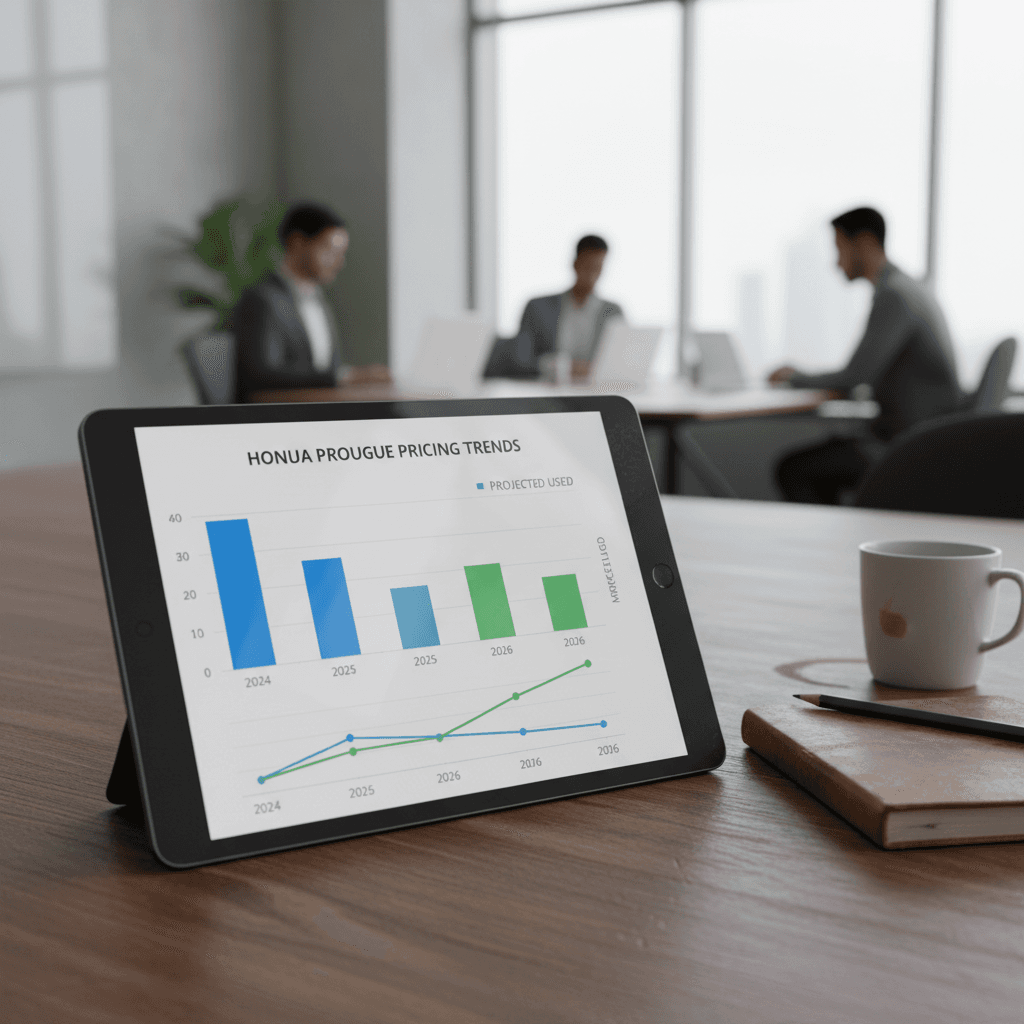 Line chart showing Honda Prologue MSRP dropping from launch years through the 2026 price cut, alongside a softer decline in used values.