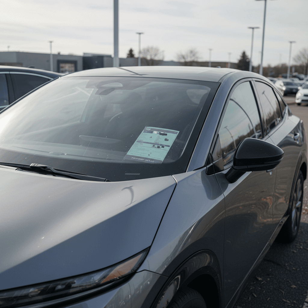 Used Nissan Ariya electric SUV on a dealer lot, highlighting its potential value after 3 years of ownership