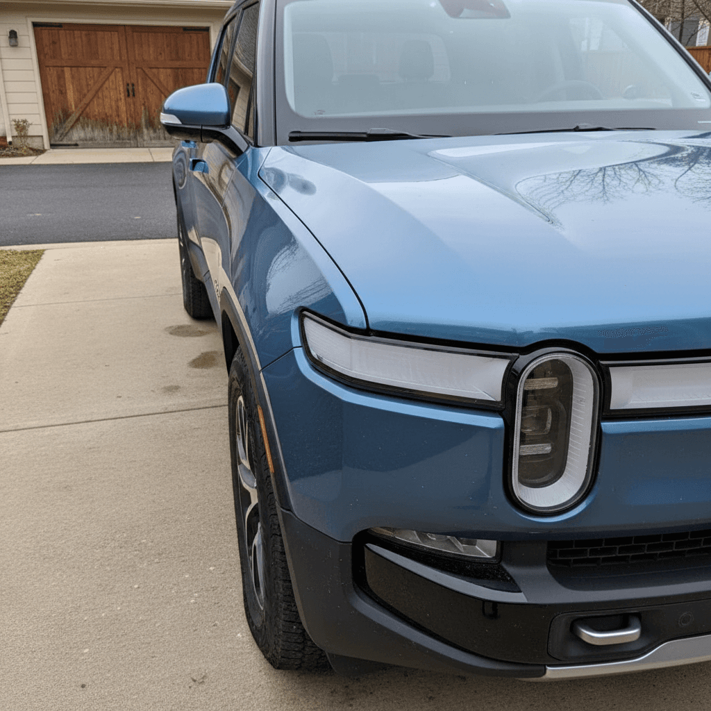 Close-up of a Rivian R1T front quarter panel highlighting alignment and trim quality