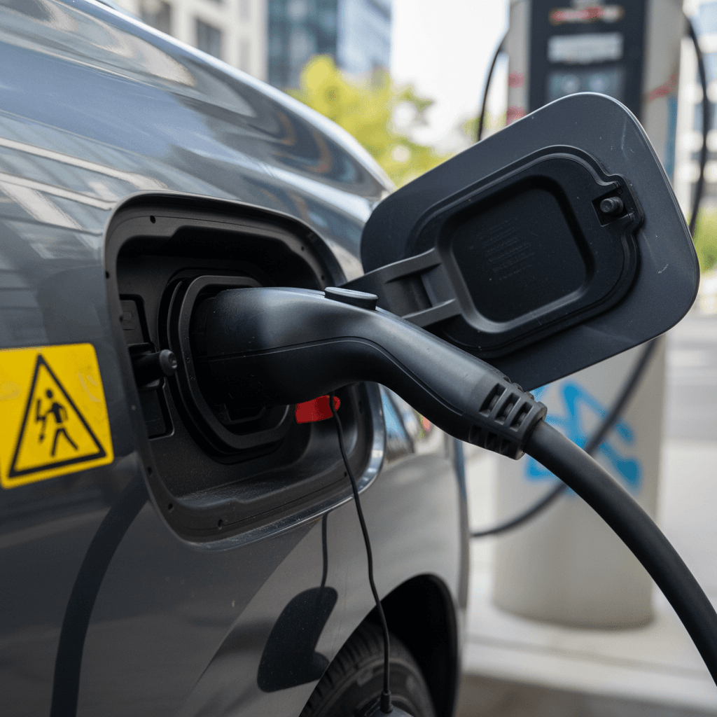 Technician reviewing a BMW iX battery health and recall status on a diagnostic tablet