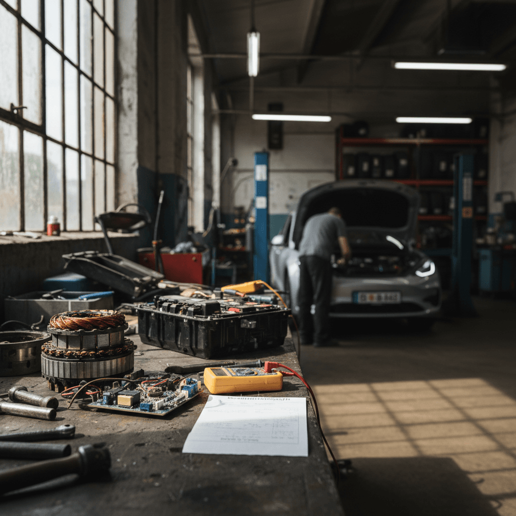 Service advisor at an auto repair shop reviewing an estimate with a driver