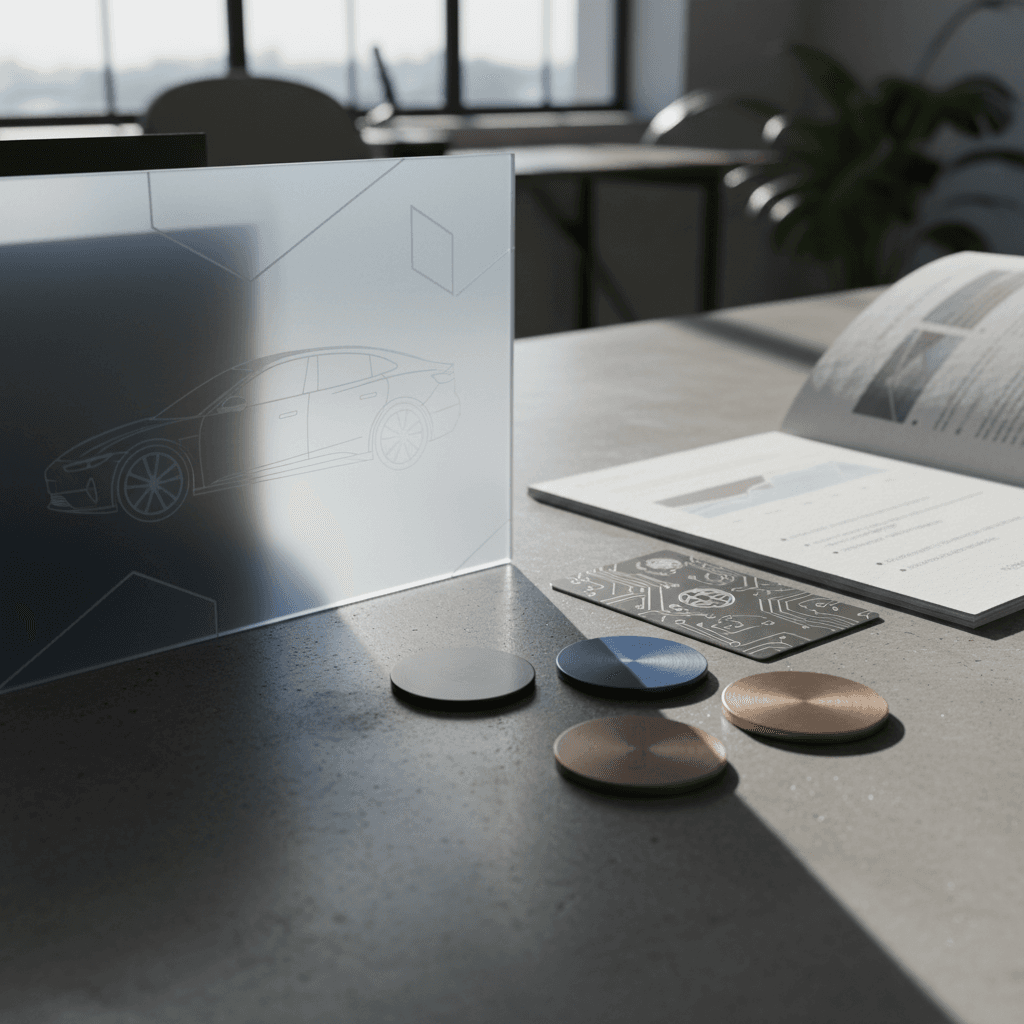 Minimalist interior of a modern electric vehicle with a large central screen