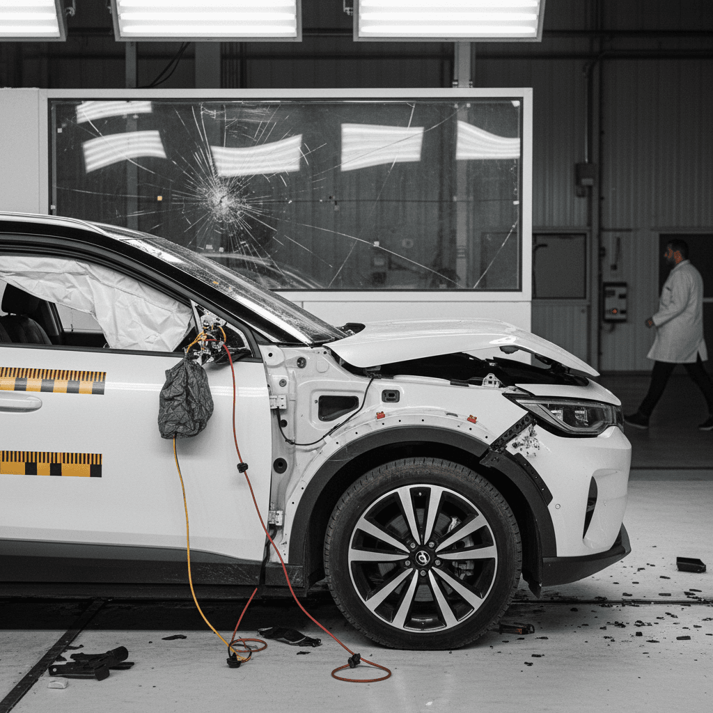 Row of used electric cars parked at a dealership lot