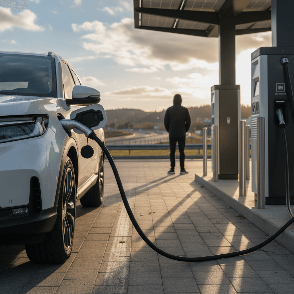 Honda Prologue plugged into a DC fast charger at a modern charging station