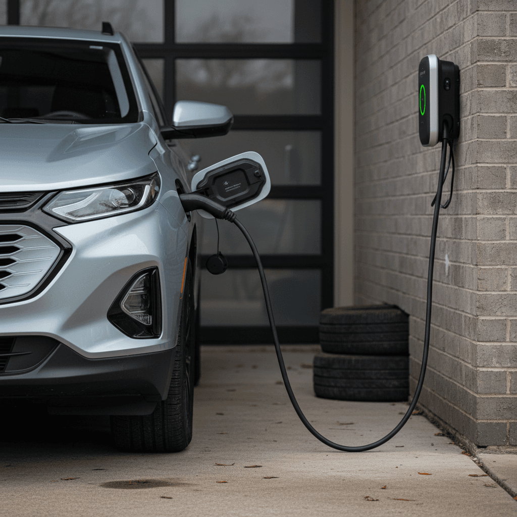 Chevrolet Equinox EV plugged into a home charger, highlighting battery-focused reliability
