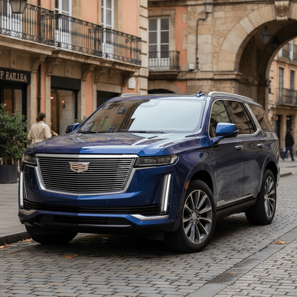 Luxurious interior of a modern electric SUV with large central touchscreen and ambient lighting similar to the Mercedes EQE 350 SUV