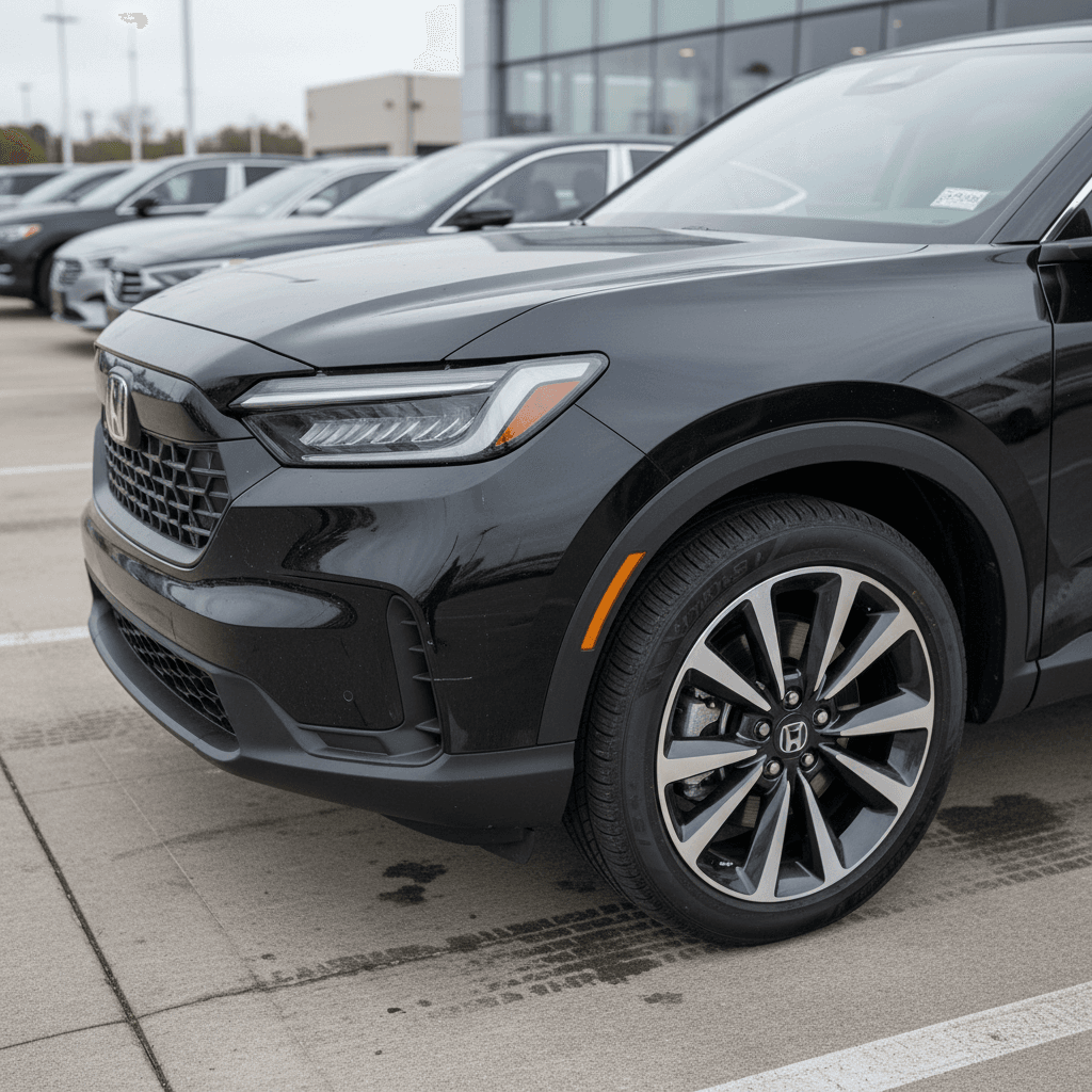 Front three-quarter view of a 2024 Honda Prologue in a dealership lot, emphasizing panel alignment and build quality