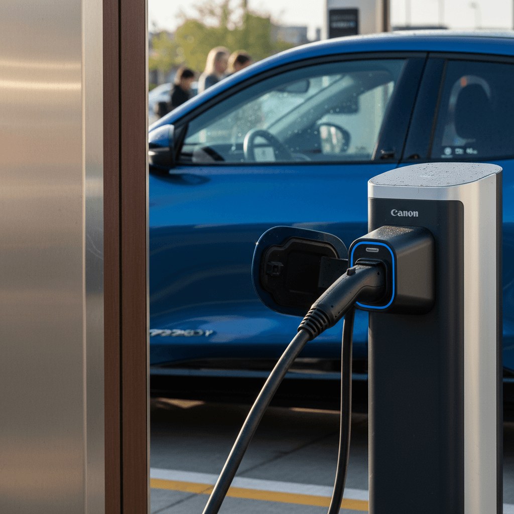 2022 Volkswagen ID.4 dashboard showing energy consumption and estimated range during a highway drive