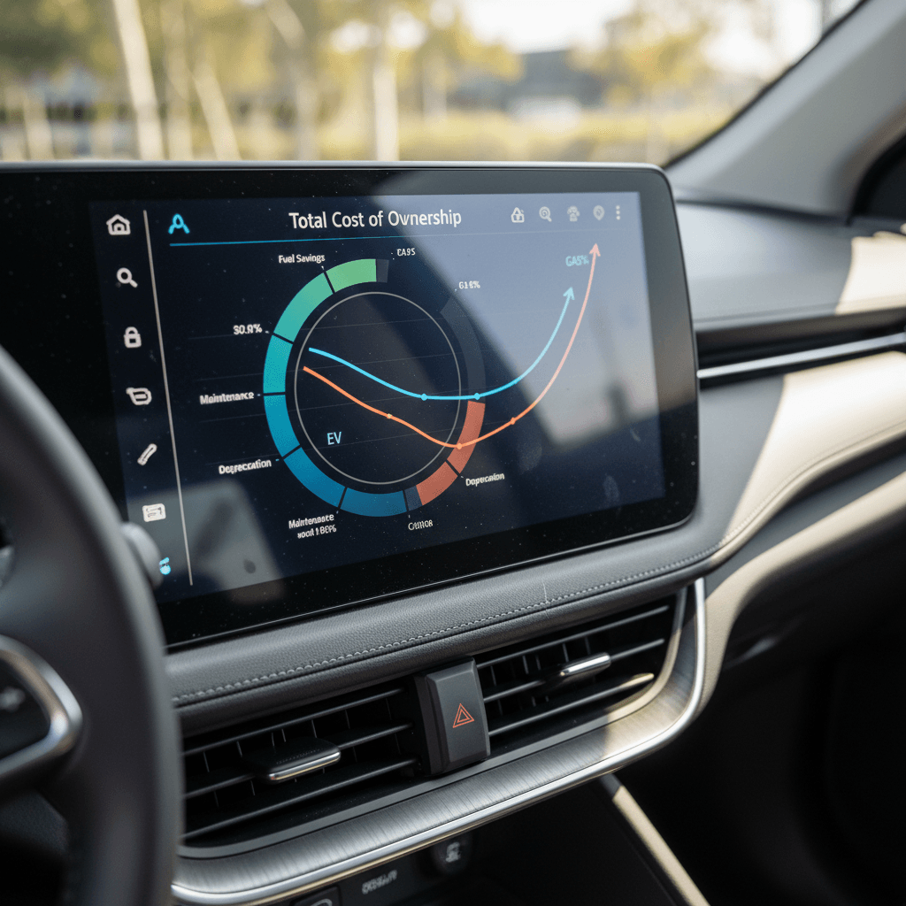 Row of used electric cars lined up on a dealership lot