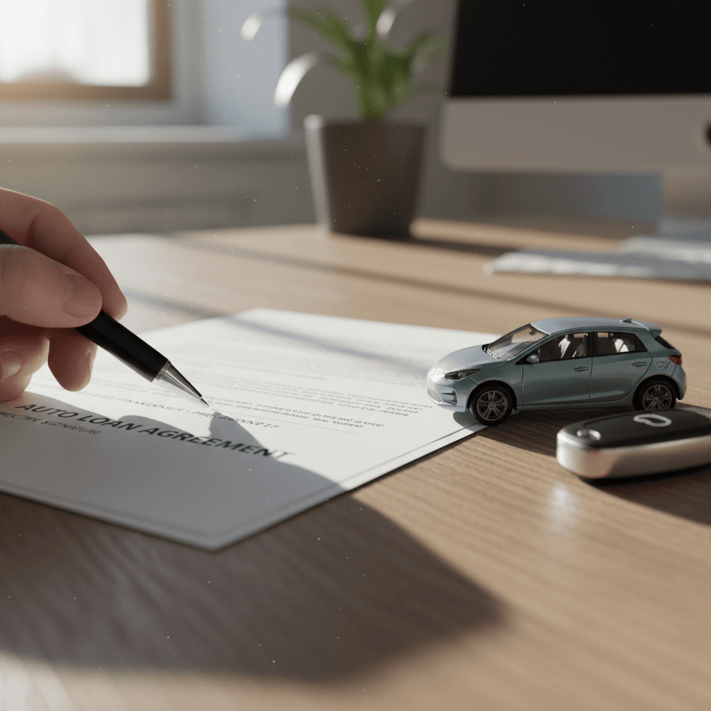 Customer reviewing used electric car financing documents with an advisor at a modern EV dealership
