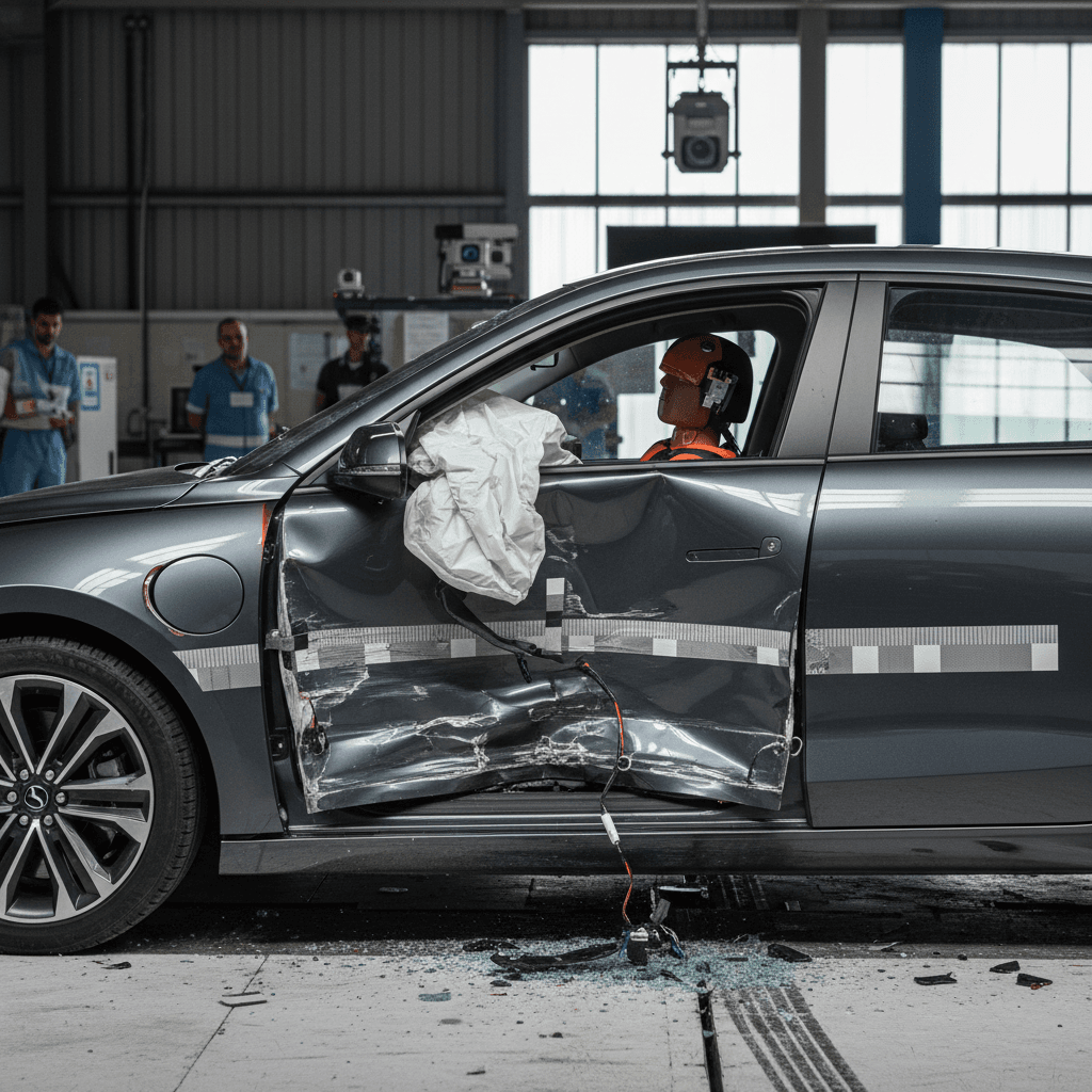Front sensors and camera on a Chevy Equinox EV illustrating driver-assistance safety technology