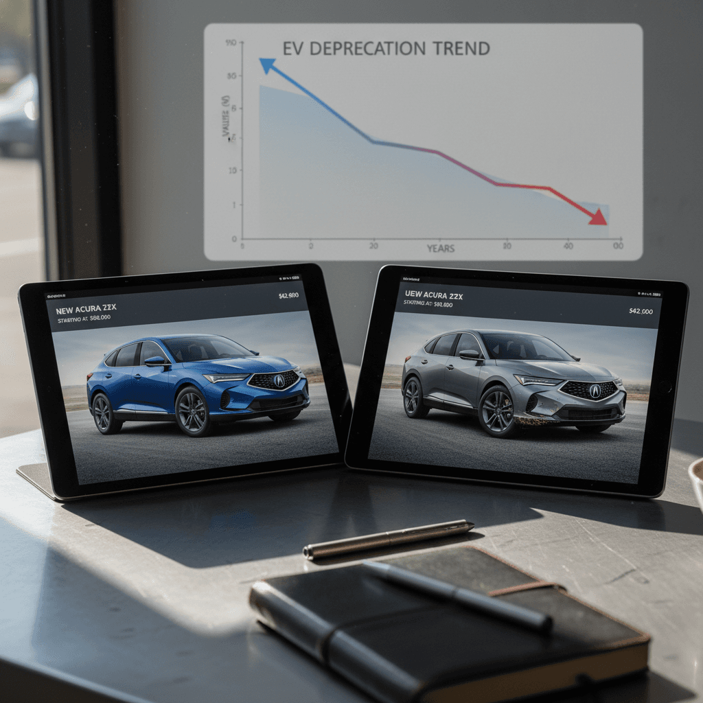 Chart illustrating Acura ZDX price drop from new MSRP to used values after three years