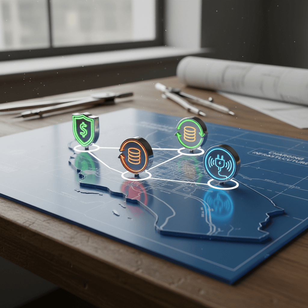Simplified map of California highlighting regions with EV purchase and charger incentives still active in 2026