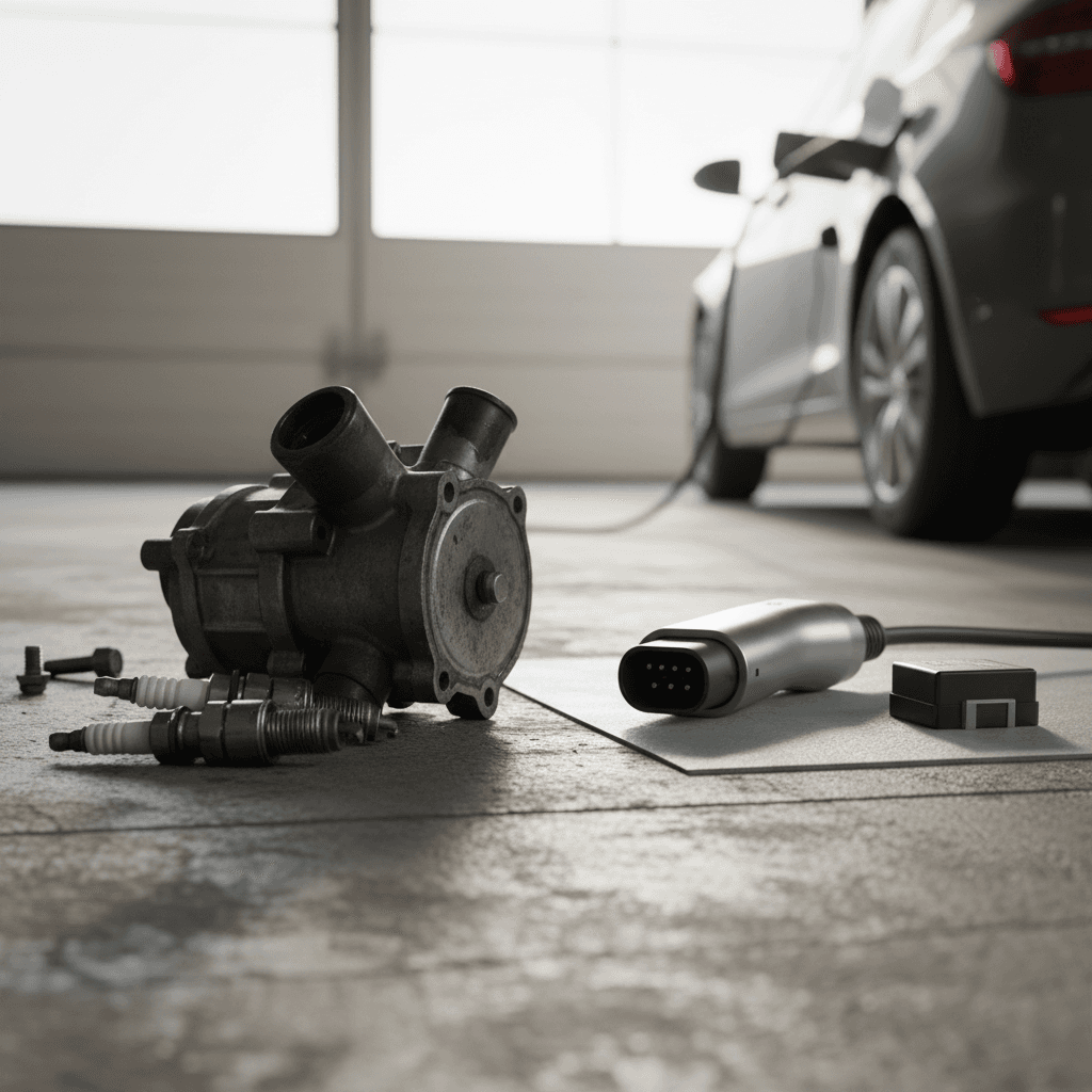 Electric car dashboard showing battery level and driving range on digital display