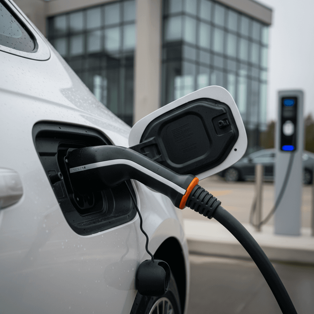 Digital instrument cluster and infotainment screens in a Genesis Electrified G80 displaying warning messages