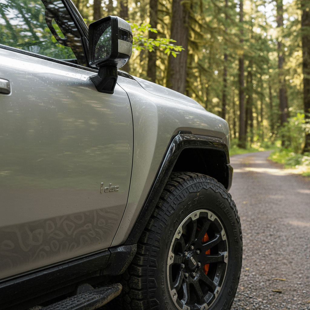 Chevrolet Silverado EV electric pickup truck parked and charging at a public station