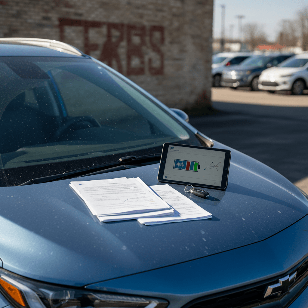 Owner thoroughly cleaning a Chevrolet Bolt EUV interior and exterior before taking listing photos