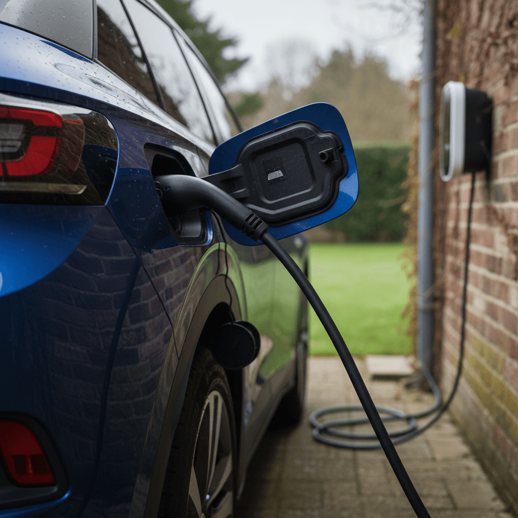 Volkswagen ID.4 charging with warning lights visible on the digital dashboard