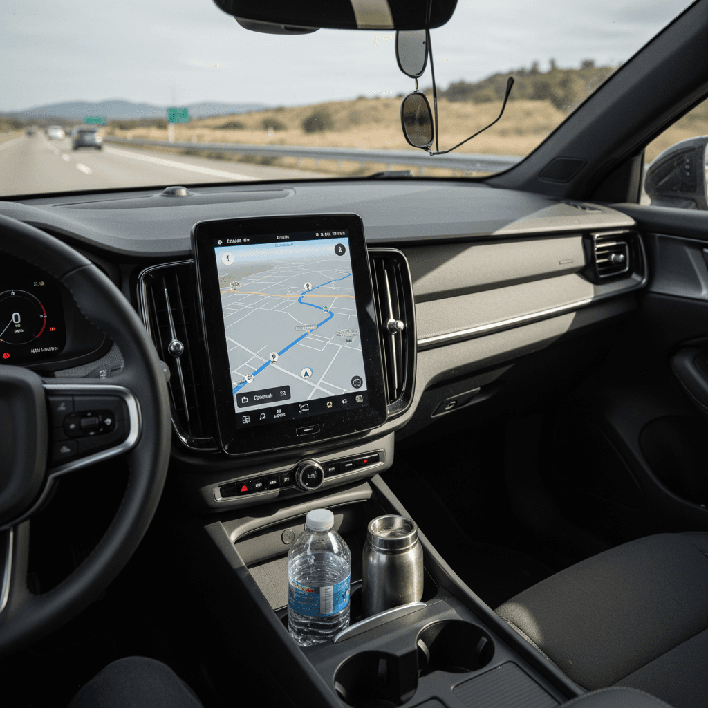Cadillac Lyriq at a highway fast charger with energy consumption graph displayed on the center screen