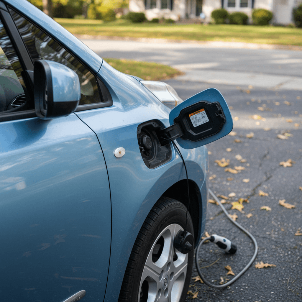 Compact car interior with simple dashboard and touchscreen, ideal for daily commuting