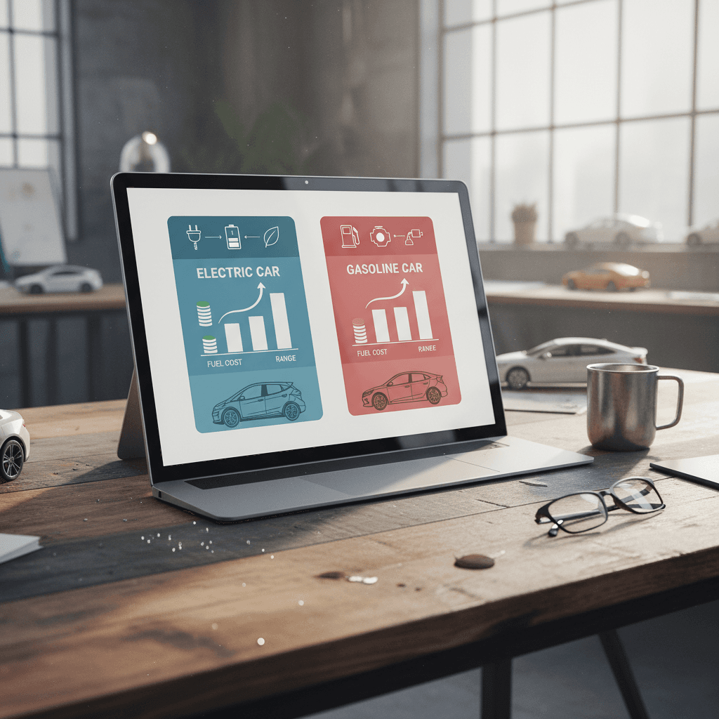 Side-by-side infographic comparing range, efficiency, and cost of a Chevrolet Bolt EV and a Honda Civic