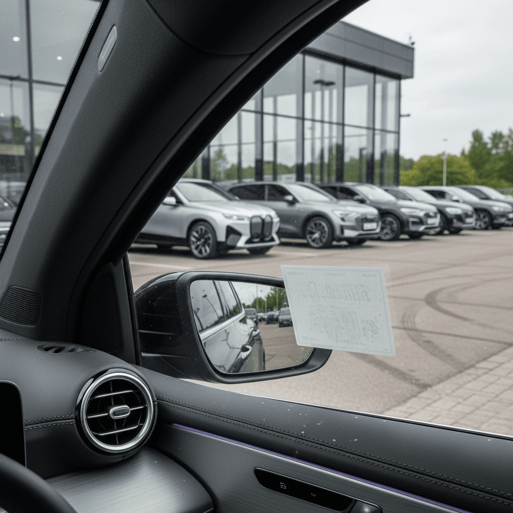 Lineup of Mercedes EQB SUVs in a dealership used lot highlighting resale values