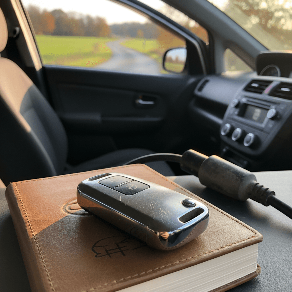 Compact hybrid car parked on a city street, representing high-MPG used hybrids