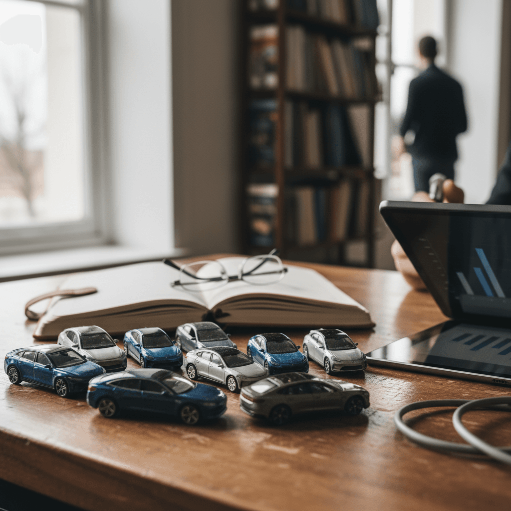 Family loading a modern electric SUV that is charging in a home garage