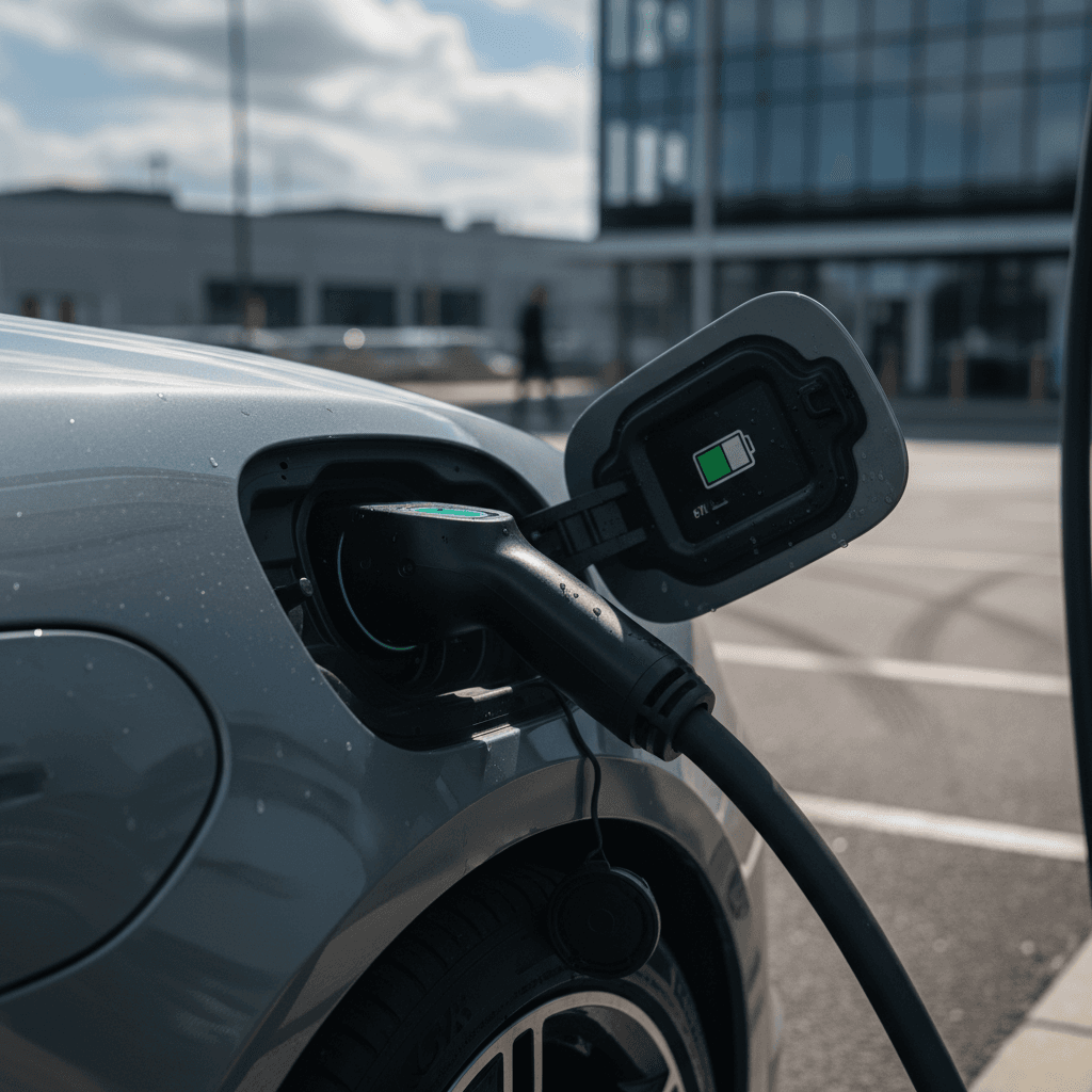 A 2020 Porsche Taycan plugged into an 800-volt public DC fast charger, showing the charging screen and station power levels