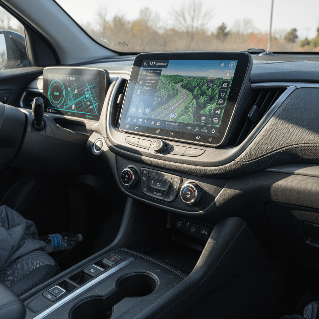Modern Chevrolet Equinox EV interior with digital cockpit and large center touchscreen