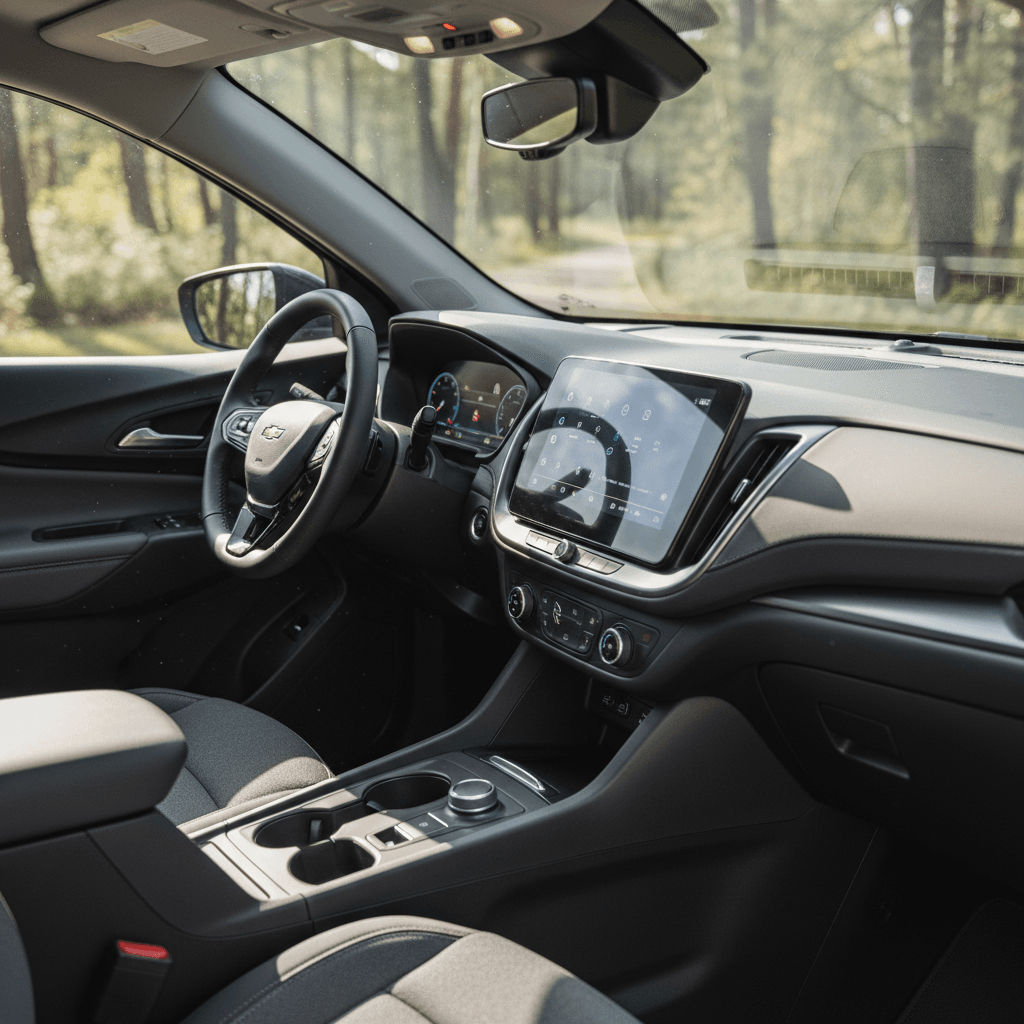 Interior of a 2025 Chevrolet Equinox EV showing digital cluster and center touchscreen