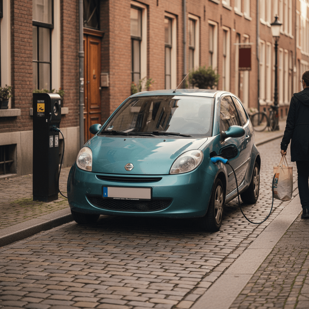 Used compact sedan driving through a city street, representing affordable cars under $20K