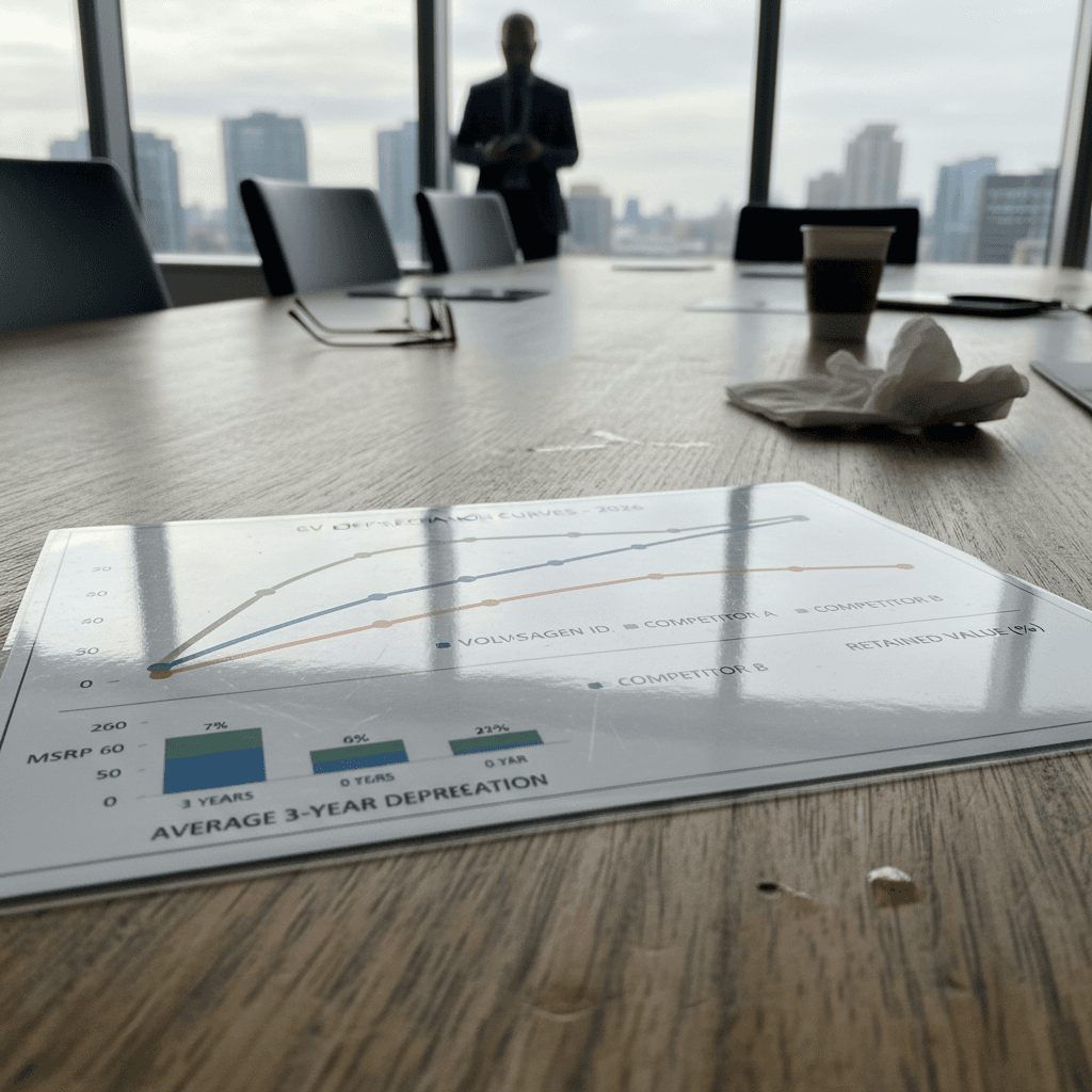 Illustrated depreciation curve for the Volkswagen ID.4 compared to other electric SUVs through 5 years of ownership