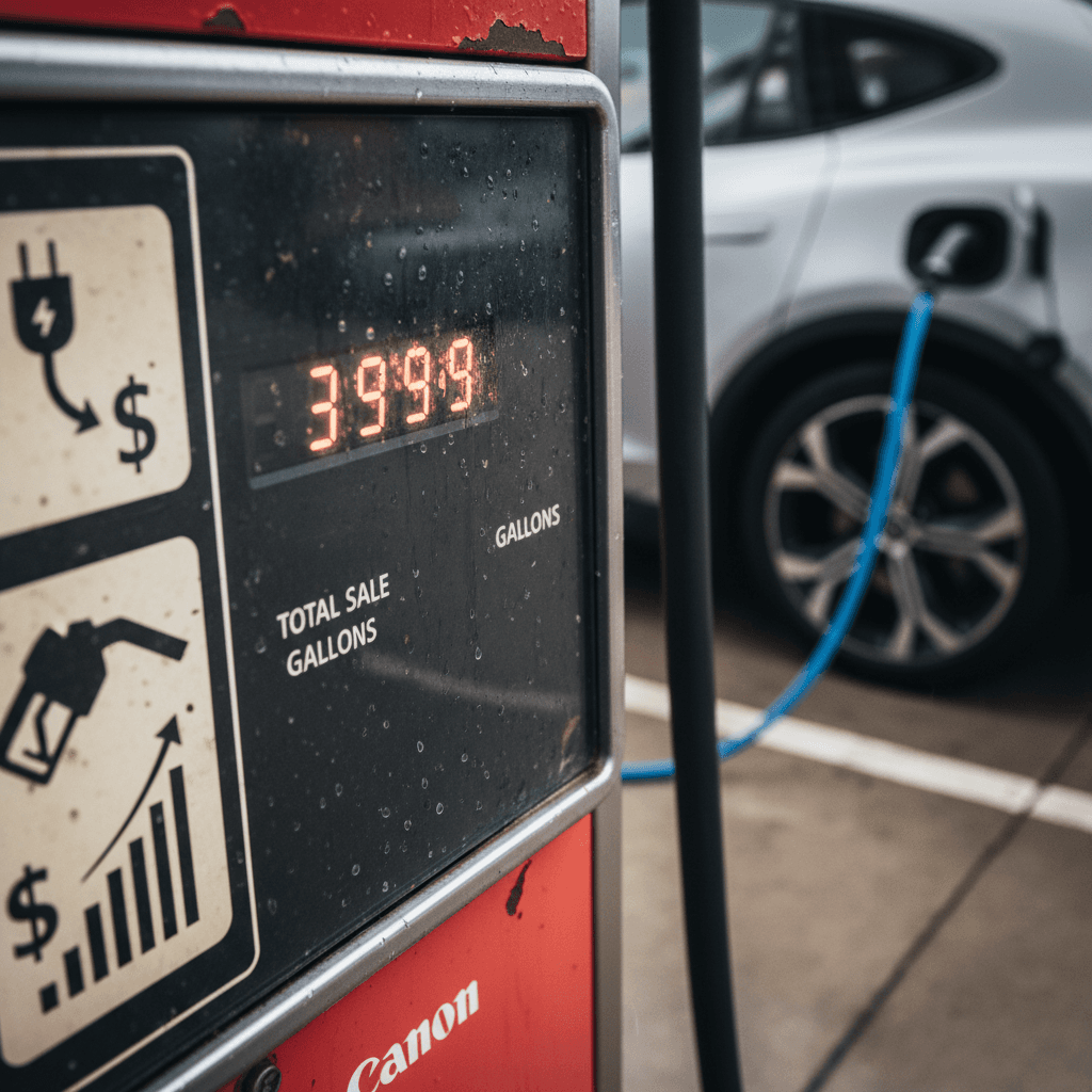 Electric vehicle dashboard showing real-time energy efficiency data in miles per kWh