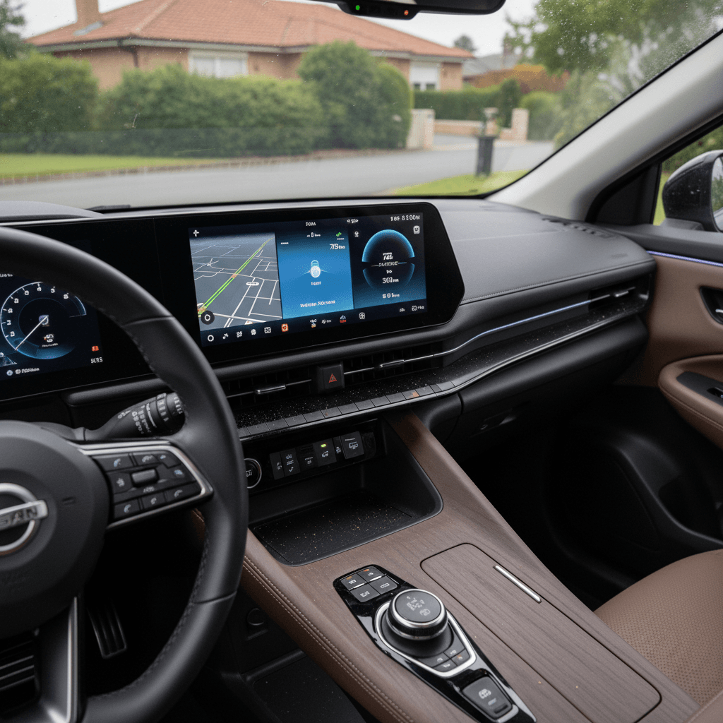 Nissan Ariya parked in a driveway with charging cable connected, highlighting its battery and reliability focus