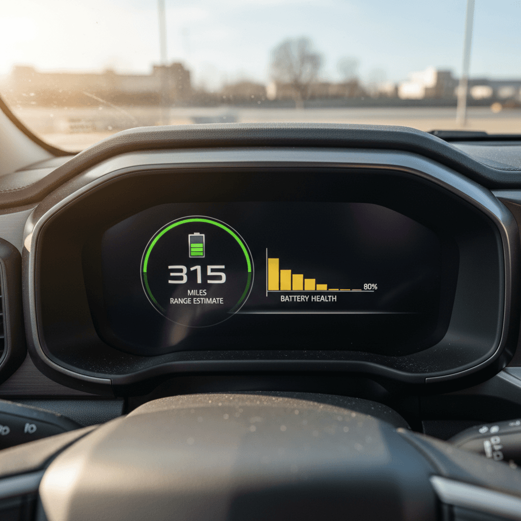 Chevrolet Silverado EV digital dashboard showing battery charge level and estimated driving range